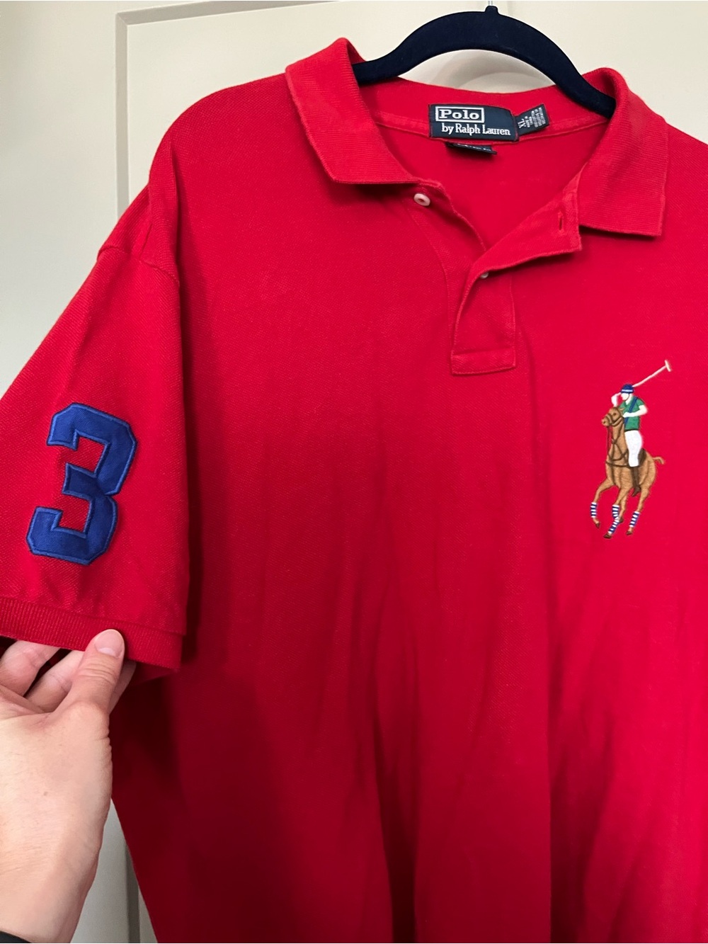 Vintage Polo Ralph Lauren Big Pony Polo Shirt- Red Classic 3 Patch
